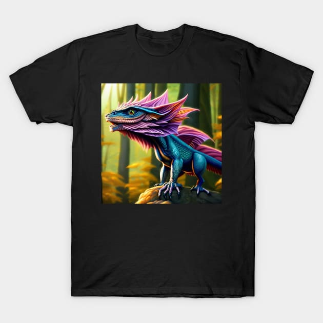 Scaled Blue and Purple Jungle Dragon T-Shirt by dragynrain